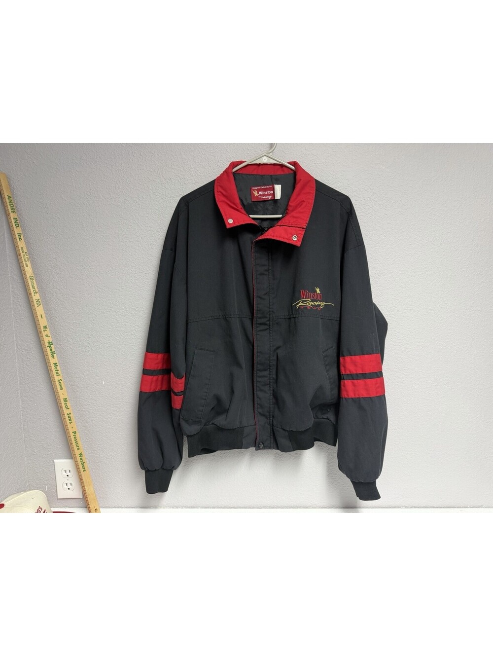 Nascar Winston Racing Team Vintage Black Red Jacket Size XL